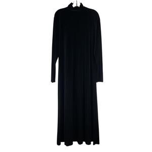Valerie Stevens Sports Black Velvet Mock Neck Maxi Dress Whimsy Goth Large